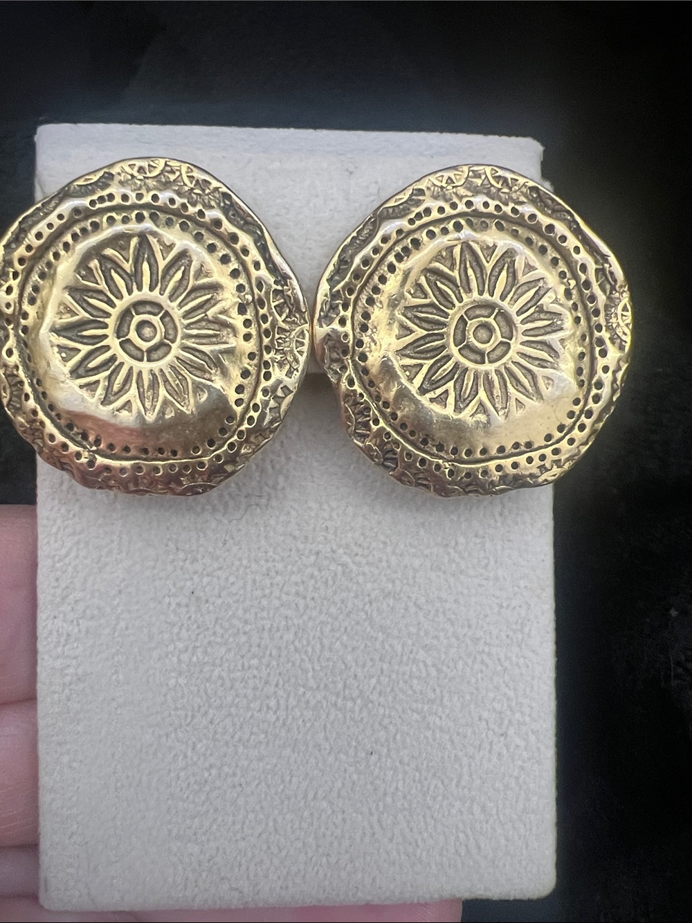 Gold Floral Medallion Clip Earrings - Timeless Women Jewelry